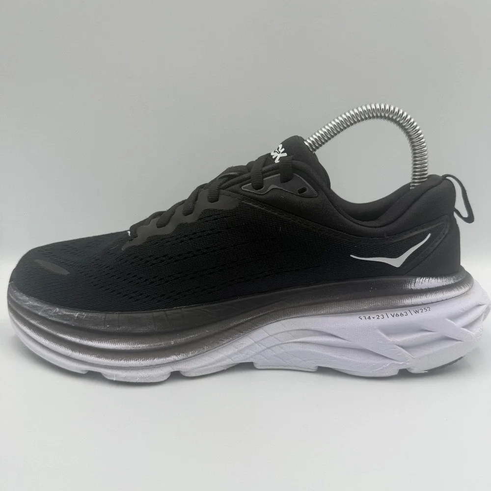Hoka‎ One One Bondi 8 Black White Running Shoes Women's Size 7.5 D Wide Sneakers